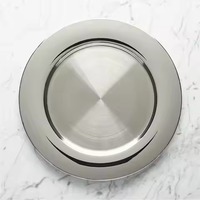 Plato de Acero Inoxidable Decorativo, Plato de Metal para Cena con Acabado Dorado para Bodas, Hoteles, Restaurantes y Eventos