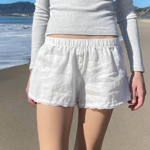 Shorts Casuales Holgados con Botones y Cintura Alta Elástica a Rayas para Mujer, Verano - Product Image 6