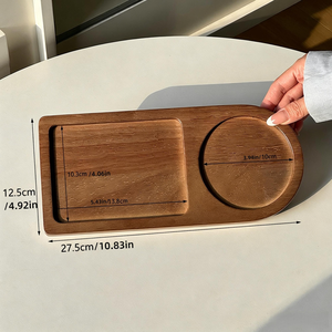 Plateau en bois de qualité supérieure pour collations et boissons, plateau de service pour thé et café, porte-tasses, accessoire décoratif pour la cuisine et la table à manger - Product Image 3