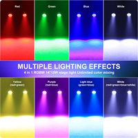 U`King - Foco LED RGBW 4 en 1 de 14 x 15 W para Escenarios, Luces Par de Aluminio DMX512 para Bodas, Fiestas, Discotecas, Clubes Nocturnos