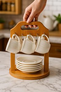 Soporte de Madera para Tazas de Té y Café, Organizador para Colgar en el Gabinete de la Cocina, Mesa de Comedor o Encimera - Product Image 6