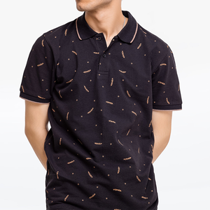 Polo en coton Oxford imprimé noir pour homme, manches courtes, décontracté, respirant, coupe classique - Product Image 2