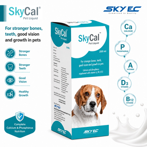 SkyCal Pet Liquid Calcium Phosphorus Vitamin D3 B12 Supplement for Dogs Bone Vision Support Lid 200ml All Breeds All Life Stages - Product Image 3
