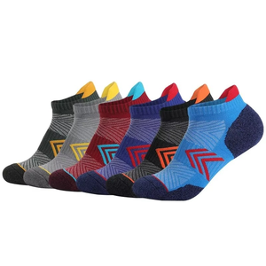 Ankle <b>Socks</b> Gray Yellow Geometric Pattern Breathable Knitted for Running Adults Summer - Product Image 1