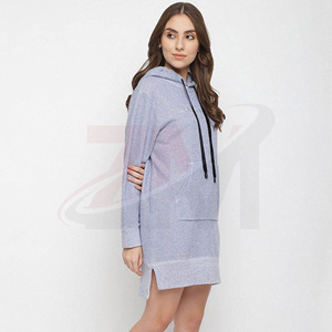Novedades, Vestido de Punto con Capucha Personalizado para Mujer, Manga Larga, Color Sólido, Ropa de Otoño, 100% Algodón Transpirable con Bolsillos - Product Image 3
