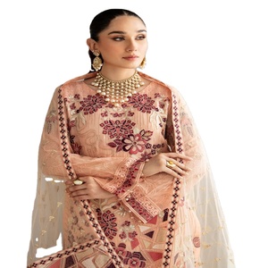 Vente de liquidation sur les femmes pakistanaises indiennes en mousseline de soie Shalwar Kamez Dupata robe de soirée Ramsha vente en gros pour les occasions de mariage - Product Image 1