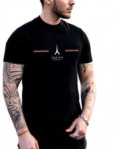ONETEN เสื้อยืดคอกลมแขนสั้นผู้ชายสีดำปารีสไอเฟลทาวเวอร์ เสื้อยืดลำลอง - Product Image 4