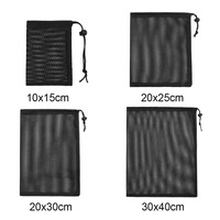 Bolsas de Almacenamiento Impermeables de Malla Oxford con Cordón, Organizadores de Viaje Portátiles, Bolsas de Red Negras para Ropa y Accesorios