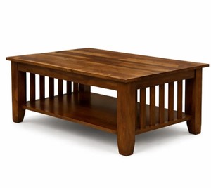 Traditional Slat-Sided Wooden Living Room <b>Table</b> | 2-Tier Rectangular Coffee <b>Table</b> | B2B Wholesale India - Product Image 3