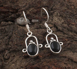 925 Silver High Quality Natural Black <b>Onyx</b> Drop <b>Earrings</b> Vintage Antique Finish Handmade Luxury Jewelry for Anniversary Party - Product Image 2