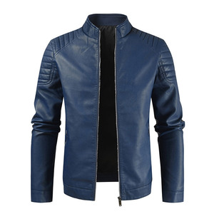 Chaqueta de Cuero para Hombre, PU Suave, Cierre Frontal con Cremallera, Corte Ajustado Informal, Otoño Invierno, Ecológica, Transpirable, Estilo Urbano - Product Image 1