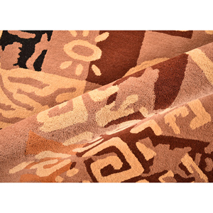 Tapis moderne en soie tufté à la main, motif géométrique tribal d'inspiration africaine, 5x7 pieds - Product Image 1