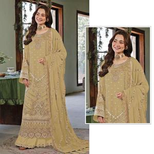 Traje pakistaní completamente cosido de georgette sintético pesado con bordado de lentejuelas y trabajo Khatli, Salwar Kameez para boda - Product Image 1