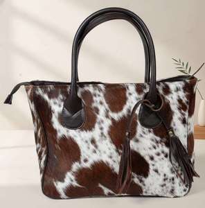 Sac fourre-tout en cuir de vachette à poils, sac à main pour femme, sac à bandoulière décontracté, sac de voyage élégant, sac de shopping LHTB-0095 - Product Image 4
