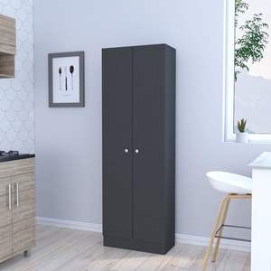 <b>Black</b> Wengue Finish Double Door <b>Storage</b> <b>Cabinet</b> Pipestone Kitchen <b>Storage</b> Unit - Product Image 1