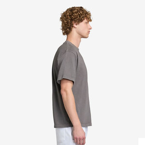 T-shirt formel à col roulé et manches courtes pour homme, coupe ample, 100 % coton, imprimé sérigraphié, uni, respirant, écologique - Product Image 4
