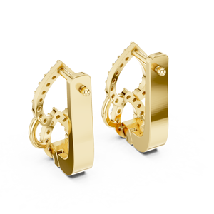 14K 18K <b>Solid</b> <b>Gold</b> Open Pear Halo <b>Huggie</b> Earrings 0.40CT Lab Grown Diamond Round Cut Pave Earring DEF VVS Fine Jewelry for Women - Product Image 5