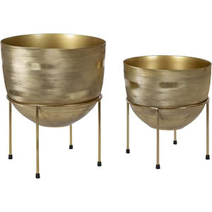 Juego de Maceteros de Metal Dorado de Estilo Moderno, Hechos a Mano, Redondos, para Plantas de Interior, Decoración del Hogar y Jardín - Product Image 1