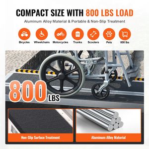 Rampa Plegable Portátil de Aluminio para Sillas de Ruedas de 10 pies, Capacidad de 800 Libras, Superficie Antideslizante, Rampa Plegable para Scooters de Movilidad para Personas con Discapacidad - Product Image 3