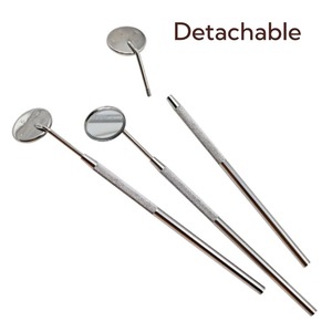 Manche de miroir dentaire en acier inoxydable, outil de laboratoire dentaire, poignée moletée, instrument manuel de classe I, couleur argent - Product Image 1