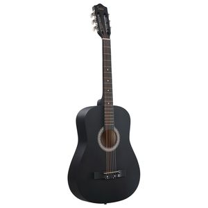 Chitarra Acustica Rotonda Nera Opaca da 38 Pollici con Plettri, Corde, Capotasto, Custodia, Accordatore e Tracolla per Principianti - Product Image 3