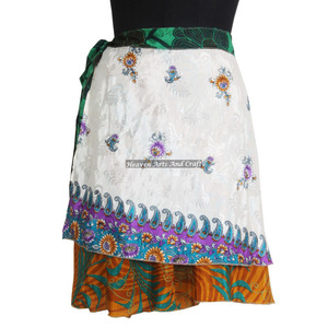 21 Inch Magic Wrap Recycled <b>Silk</b> Sari Mini <b>Skirt</b> Reversible Style Dress Boho Ladies Fashion Apparel Boho Vintage Sari Mini <b>Skirt</b> - Product Image 6