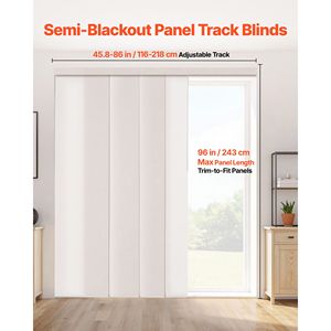 Tende a Pannello Senza Fili Estensibili da 45,8 a 86 Pollici di Larghezza, Tende Verticali Regolabili, Binario per Pannelli Tagliabile 96 H - Product Image 2