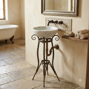 Luxury Neoclassical Wrought Iron Hand-Forged Outdoor Furniture Pedestal Sink Stand <b>Wash</b> Basin Bracket for Garden - Product Image 3