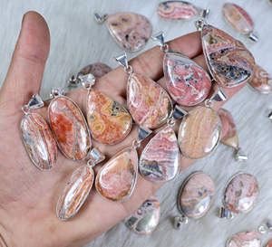 Pendentif Rhodochrosite rose de haute qualité Style bohème réglage de lunette de pierres précieuses naturelles pour la vente en gros de mode - Product Image 3
