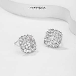 925 Silver Platinum Plated Geometric Moissanite Stud <strong>Earrings</strong> Halo Cluster Pear Cut <strong>Screwback</strong> for Wedding Party Gift - Product Image 3