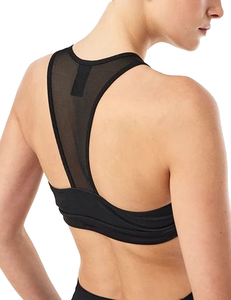 Women's Black Deep V-Neck Sports Bra With Crisscross Straps <b>Mesh</b> Hollow Out Design Medium Support Yoga <b>Top</b> Seamless Breathable - Product Image 5