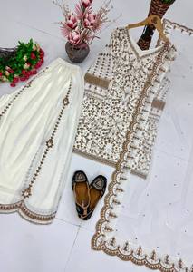 LD CREATION 2026 – Nouvelle collection de robes Sharara pakistanaises de luxe blanches pour femmes, brodées, modernes, pour fêtes, Salwar Kameez, tenue de mariage ethnique - Product Image 5