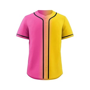 Customizable Gradient Winter Baseball Jersey Pink Yellow Sublimated Print Unisex Adult Full Sleeve Breathable Sport Apparel - Product Image 4