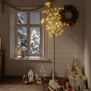 Arbre de Noël de 6 pieds avec 200 LED de saule blanc chaud Utilisation intérieure et extérieure Décor de vacances festif - Product Image 1