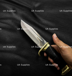 Couteau de chasse mini Bowie Crocodile Dundee à lame fixe droite de 13 pouces, avec étui en cuir empilé, personnalisable OEM/ODM, pour la survie en extérieur - Product Image 4