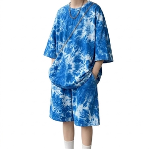 Ensemble T-shirt et short pour homme, coupe ample, coton premium, deux pièces, tenue décontractée streetwear assortie - Product Image 2