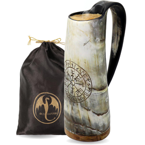 Ensemble de tasses rustiques faites à la main en corne de buffle naturelle polie avec poignée pour boissons à thème médiéval et nordique - Product Image 2