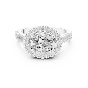 Anillo de Compromiso Solitario Ovalado Contour Halo para Mujer, Oro 10k/14k/18k/Plata de Ley, Banda Pavé con Diamantes Cultivados en Laboratorio, Joyería Fina - Product Image 2