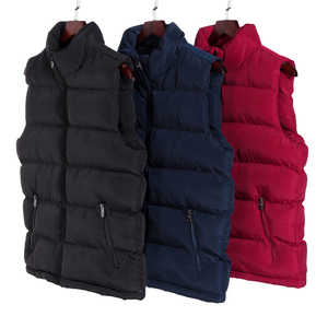 Chaleco Acolchado de Color Sólido para Hombre, Cortavientos, con Relleno de Poliéster, Cierre de Cremallera, Chaqueta Casual de Invierno, Cuello Alto, Corte Regular - Product Image 1