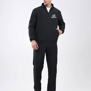 Autumn Premium Warm Men Tracksuit <b>Full</b> <b>Zip</b> <b>Hoodie</b> Sweatpants Solid Colors Lightweight Cotton Casual Printed Jogger Set - Product Image 1