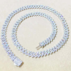 RB Gems <b>Iced</b> <b>Out</b> Prong Cuban Link Bracelet Brilliant Cut VVS Moissanite 925 Sterling Silver Rhodium Plated Unisex Hip Hop <b>Chain</b> - Product Image 6