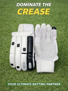 Guantes de Críquet Transpirables para Hombre, Guantes de Bateo con Palma de Cuero Profesional, Alto Agarre, Cierre de Velcro, Equipo de Críquet con Protección Contra Impactos - Product Image 3