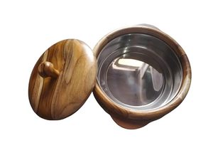 Handmade Handcrafted Wooden Serving Chapati Box with Lid Roti Storage Container for Kitchen Dining <b>Table</b> - Product Image 5