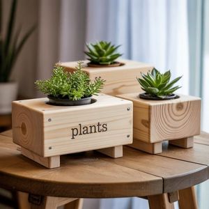 Wholesale <b>Mini</b> Wood Plant Stand Bundle Modern Minimal Handmade Eco-Friendly Tabletop Indoor Use Premium Quality Low Housewarming - Product Image 1