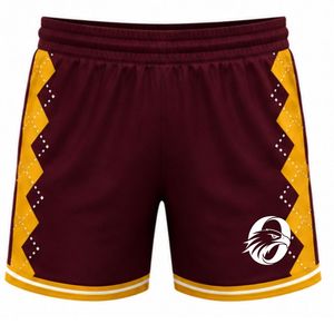 Pantalones Cortos de Voleibol Sublimados en Borgoña Dorado, Uniformes Deportivos Profesionales para Equipos, Ropa de Entrenamiento de Alto Rendimiento - Product Image 1