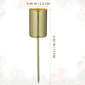10Pcs Christmas Candle Holder Stake with Spike Metal Inserts <b>Cup</b> Advent Wreaths Candle Stand Golden Taper Holders - Product Image 2
