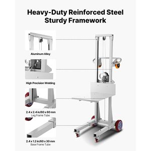 Chariot élévateur manuel multifonctionnel avec treuil, capacité 400 lb, hauteur de levage maximale 51,1 pouces, pour palettes et matériaux - Product Image 5