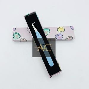 Pinzas de Precisión de 90 Grados con Punta de Diamante, Color Azul Bebé, Acero Inoxidable, para Extensión de Pestañas, con Logotipo Personalizado - Product Image 2