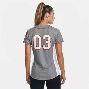 เสื้อเบสบอลผู้หญิงขายส่ง เสื้อเจอร์ซีย์เบสบอลผู้หญิง ผ้าตาข่ายระบายอากาศ เสื้อเบสบอลผู้หญิงประสิทธิภาพสูง - Product Image 2