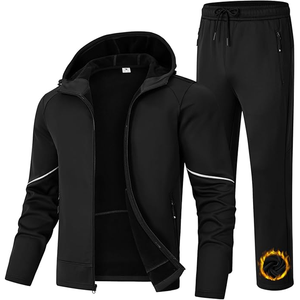 Conjunto Deportivo Térmico con Capucha para Hombre, Material de Forro Polar, Ropa Deportiva Informal de Invierno, Dos Piezas - Product Image 1